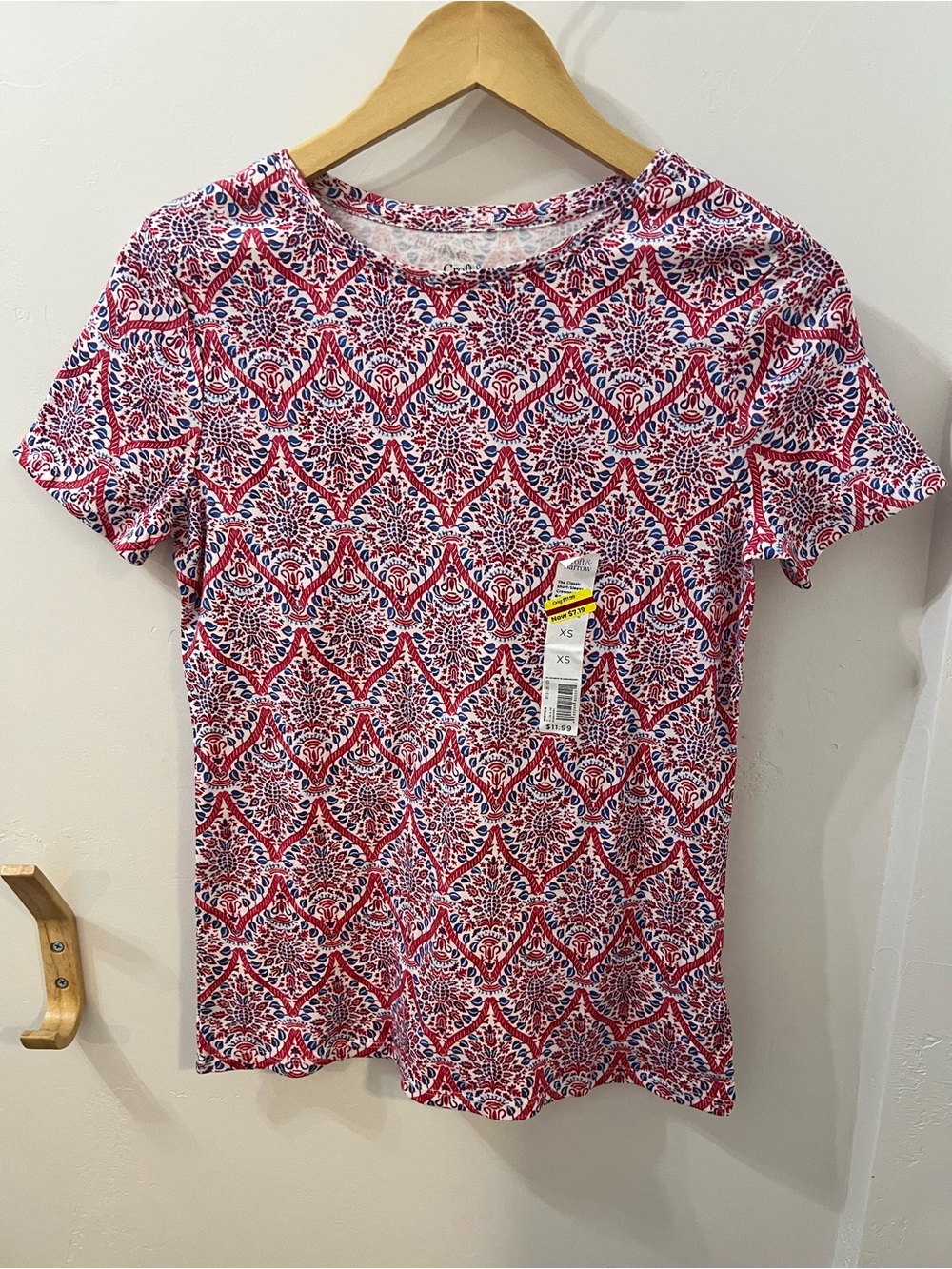 croft & barrow Red and White Printed Short-Sleeve Tee